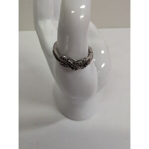 Cubic Zirconia & Sterling Silver Vintage Heart Ring Size 8.5